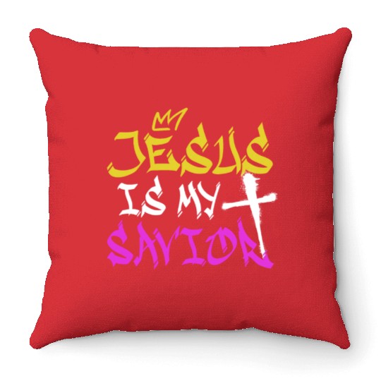 Jesus Is My Savior Graffiti Street Art Drawing Throw Pillows