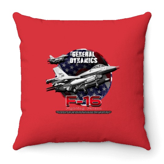 F-16 Fighting Falcon General Dynamics Fighter Jet Throw Pillows