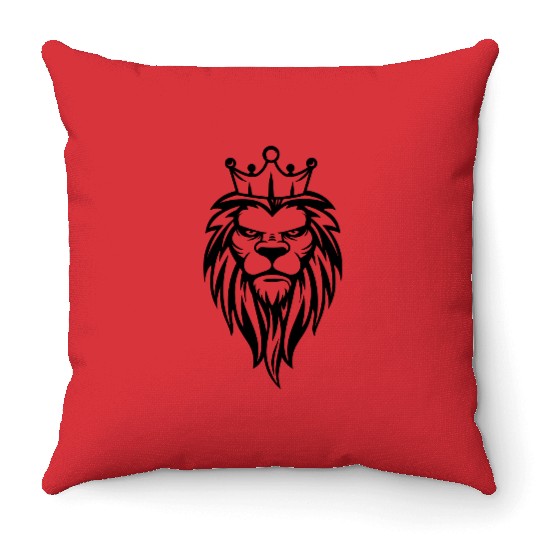 Crown Lion, Royal Lion, Lion with crown, King Throw Pillows