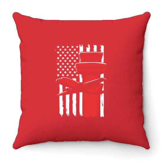 Pilot American Flag Air Traffic Controller Throw Pillows