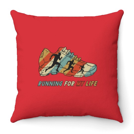 running for my life Throw Pillows