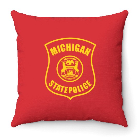 michigan state police logo for black Throw Pillows