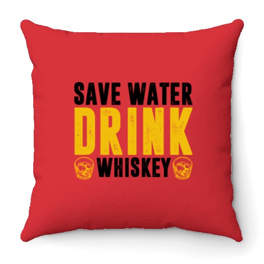 Drinks Bourbon Drinking Lover Save Water Drink Throw Pillows
