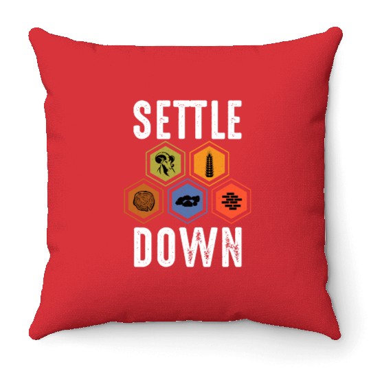 Settle Down Board Game Night Settle Trade Build Throw Pillows
