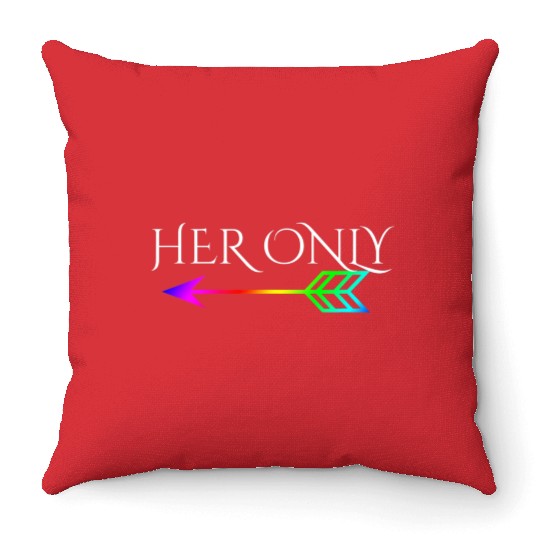 Cute Gay Couple Lesbian Valentines Day T Her Only Throw Pillows