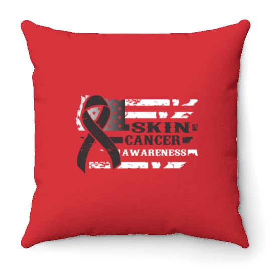 USA Flag SKIN Cancer Awareness Throw Pillows