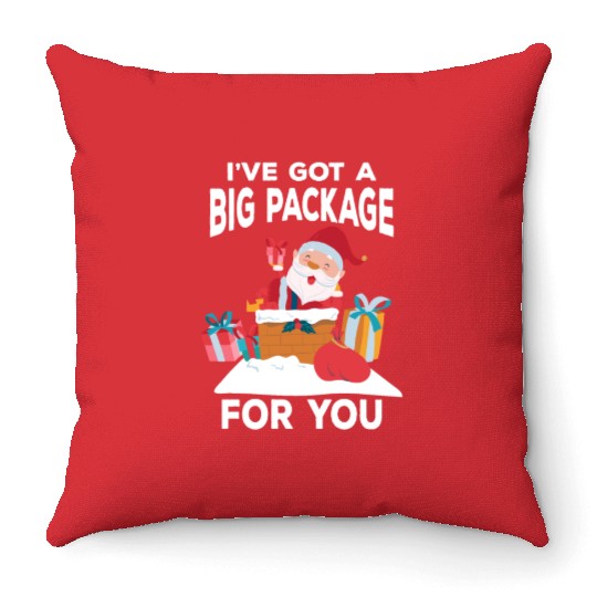 I've Got A Big Package For You Funny Christmas Throw Pillows