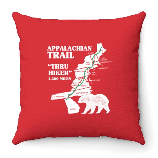 Thruh Hiker, Appalachian Trail - US Trail Throw Pillows