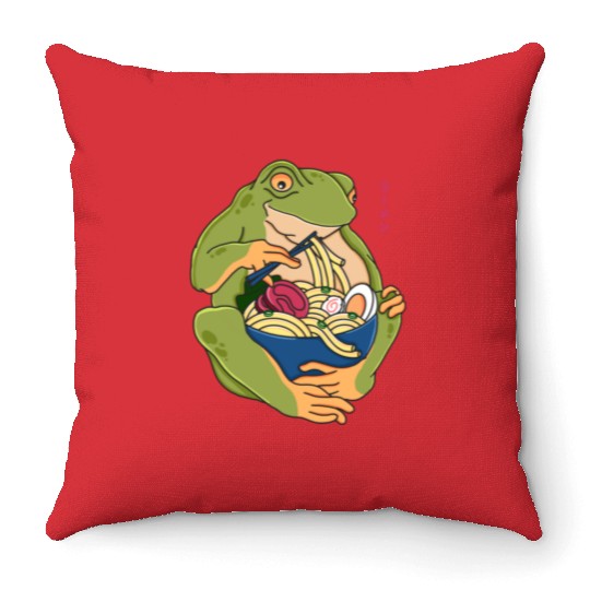 Toad Japanese Ramen Throw Pillows