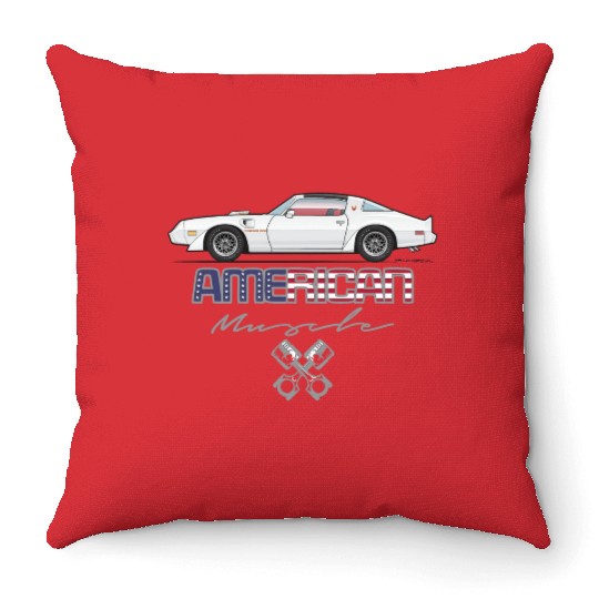 American Muscle Cameo White w Orange Graphics Throw Pillows