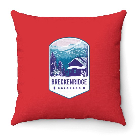 Breckenridge Colorado Ski Badge Throw Pillows