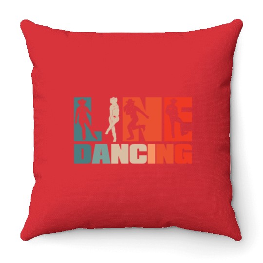 Retro Line Dancing Vintage Western Country Dance Throw Pillows