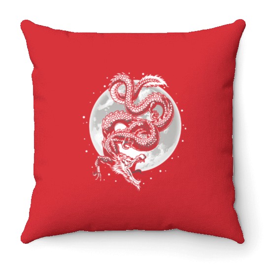 Chinese And Japanese Dragon Throw Pillows