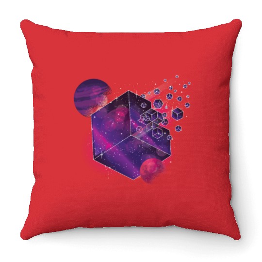 Galaxy Planet Moon Universe Cube Space Throw Pillows