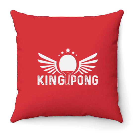 Funny Ping Pong Distressed King Pong Table Tennis Throw Pillows