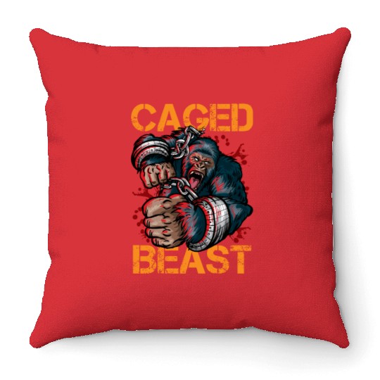 Gorilla Caged Beast Throw Pillows
