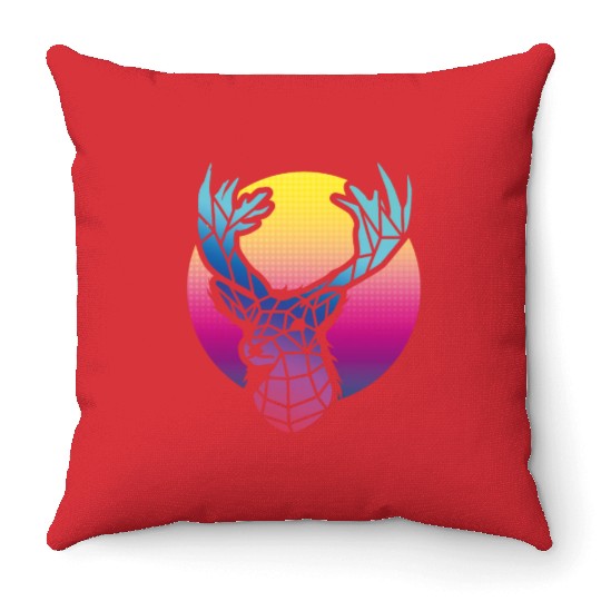 Deer 80s Retro Old School Gift Idea 005-124 Throw Pillows