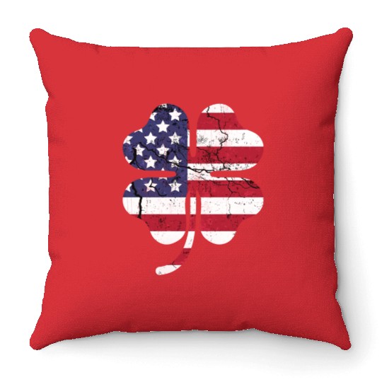 St. Patrick's Day Irish American Flag Shamrock Throw Pillows