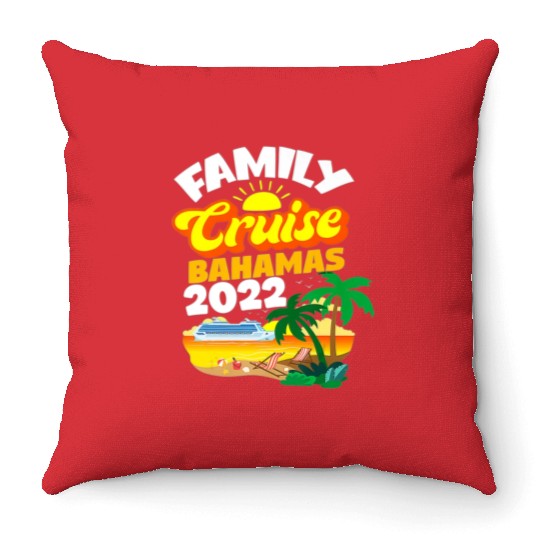 Family Cruise Bahamas Men Women Boys Girls Sailing Throw Pillows