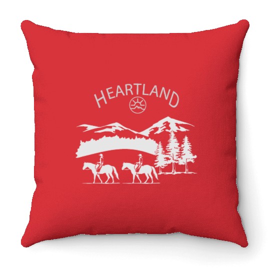 heartland ranch, heartland, sunset, vintage, retro Throw Pillows