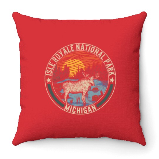 Isle Royale National Park Throw Pillows, Michigan Moose