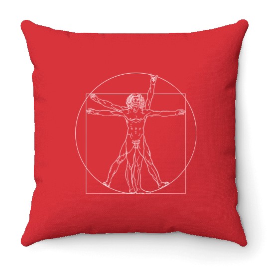 Metal Fork Vitruvian Man Throw Pillows