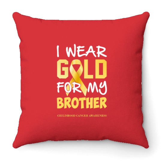 Childhood Cancer Awareness Gold For My Brother Throw Pillows