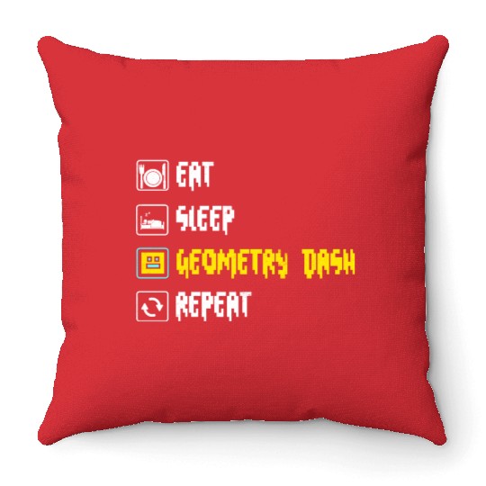 Eat sleep geometry dash repeat retro Jumper Repeat Throw Pillows