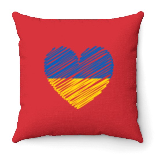 I Stand With Ukraine Ukrainian Heart Flag Throw Pillows