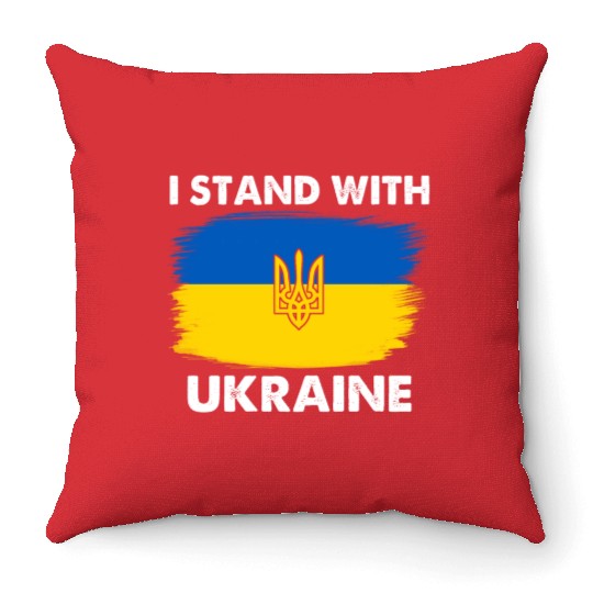 I Stand with Ukraine Ukraine Flag Throw Pillows