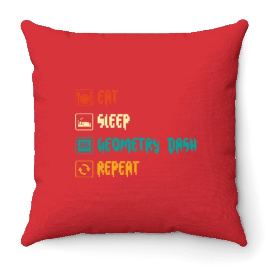 Eat sleep geometry dash repeat retro Jumper Repeat Throw Pillows