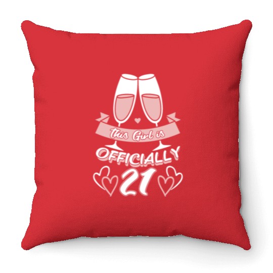 This Girl Is Officially 21 Party 21st Birthday Throw Pillows