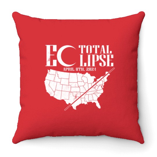 USA Map Path Of Totality 4.8.24 Total Eclipse Throw Pillows