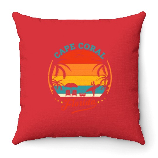Cape Coral Est.1973 Vintage Florida summer Gift Throw Pillows