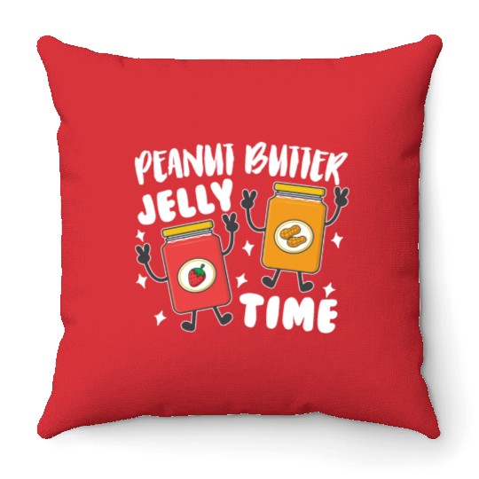 Peanni Butter Jelly Time Friend Peanut Strawberry Throw Pillows