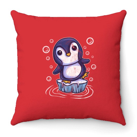 Penguin Throw Pillows Kids South Pole Arctic Cold Bird