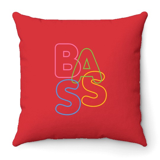 Modern LGBTQ Color BASS Typography for bassists Throw Pillows