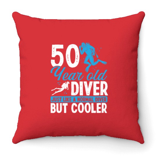 50th Birthday Scuba Divers Scuba Diving 50 Years Throw Pillows