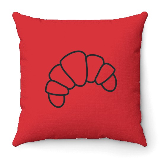 Irregular croissant outline cute food Throw Pillows