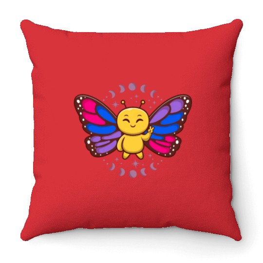 Bisexual Flag Monarch Butterfly Insect Subtle Throw Pillows