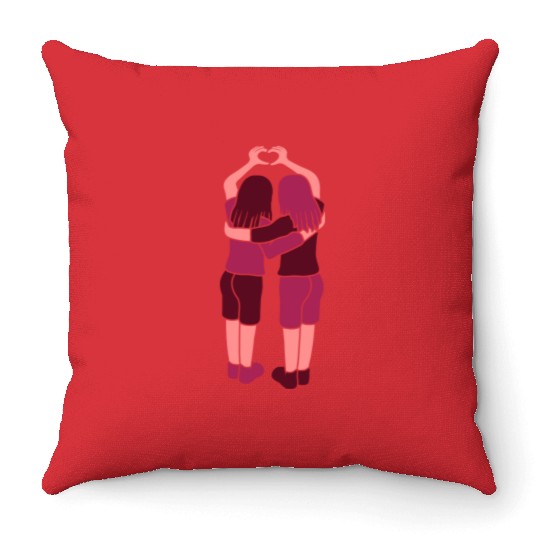 Hand heart girlfriends Throw Pillows