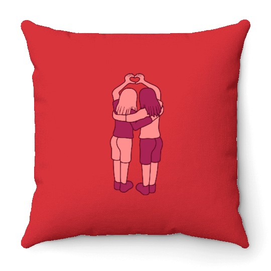 2 girlfriends love Throw Pillows