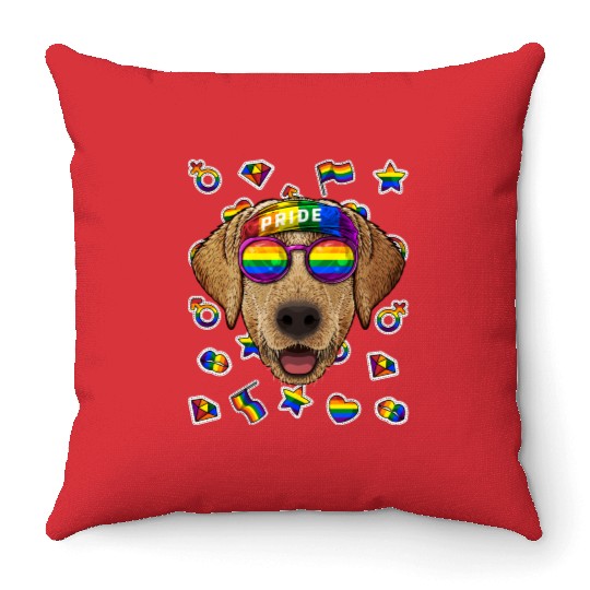LGBT Labrador Retriever Gay Pride Month Dog Rainbo Throw Pillows