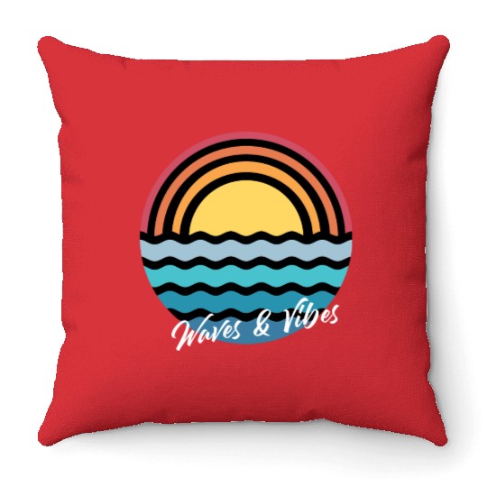 Positive Vibes Surf and Waves Summer. Throw Pillows