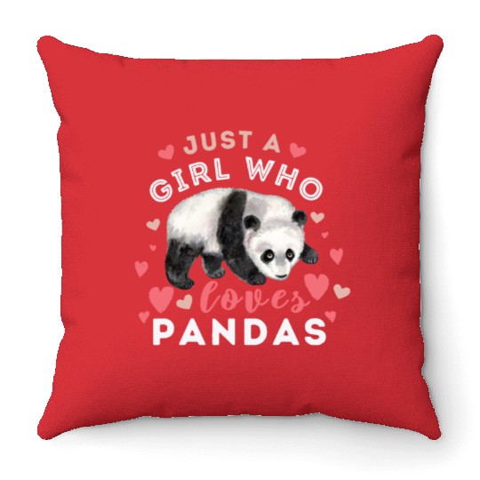 Cute Panda Cub - Just A Girl Who Loves Pandas Throw Pillows