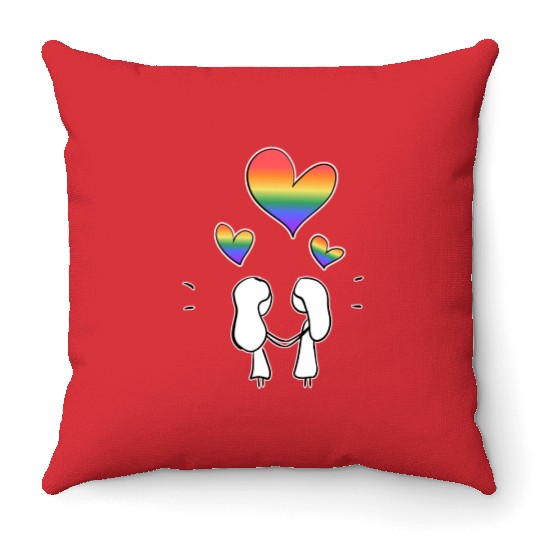 lgbt couple lesbian love valentines day Throw Pillows