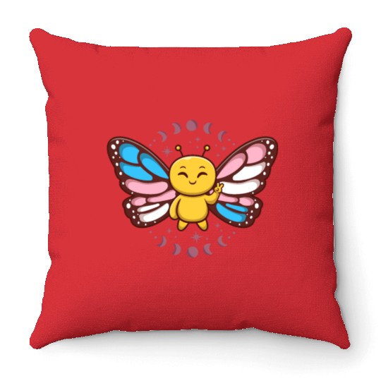 Transgender Monarch Butterfly Trans Subtle Pride Throw Pillows
