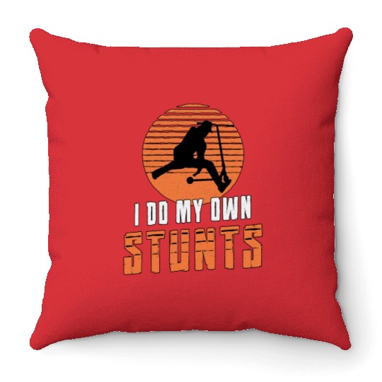 Scooter Driver I Do My Own Stunts Stunt Vintage Throw Pillows