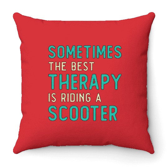 Scooter Driver Best Therapy Stunt Retro Vintage Throw Pillows