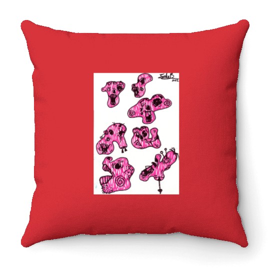 pink zombies Throw Pillows
